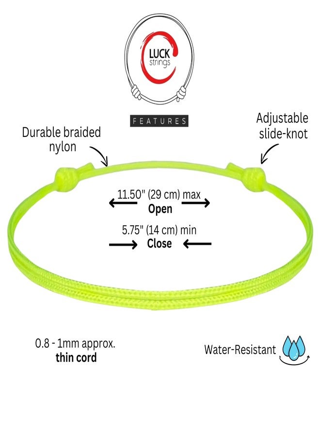 Luck Strings Thin Neon Yellow Cord Bracelet for Men Women Teen Unisex Adult - Waterproof Nylon Surfer String Friendship Bracelets Summer Beach Accessories - Image 3